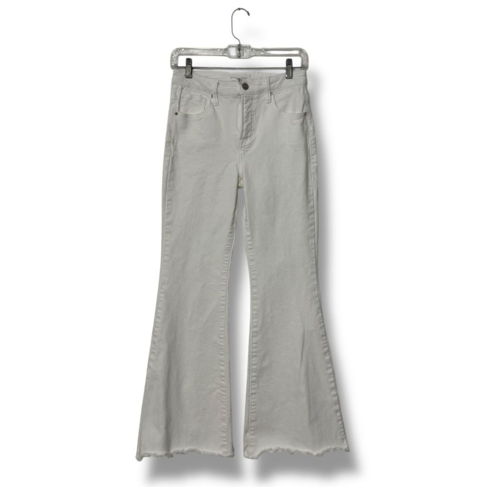 Risen White Flare Jeans High Rise 28 Retro Denim Model Off Duty Western